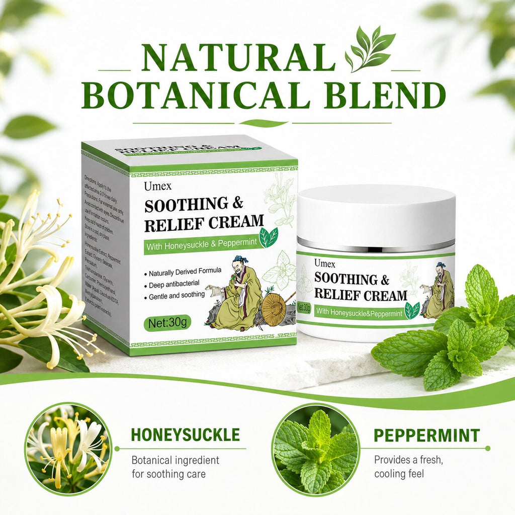 𝐎𝐟𝐟𝐢𝐜𝐢𝐚𝐥 𝐁𝐫𝐚𝐧𝐝 𝐒𝐭𝐨𝐫𝐞 |🧿Umex®  Soothing & Relief Cream with Honeysuckle & Peppermint 30g 100% Natural Plant